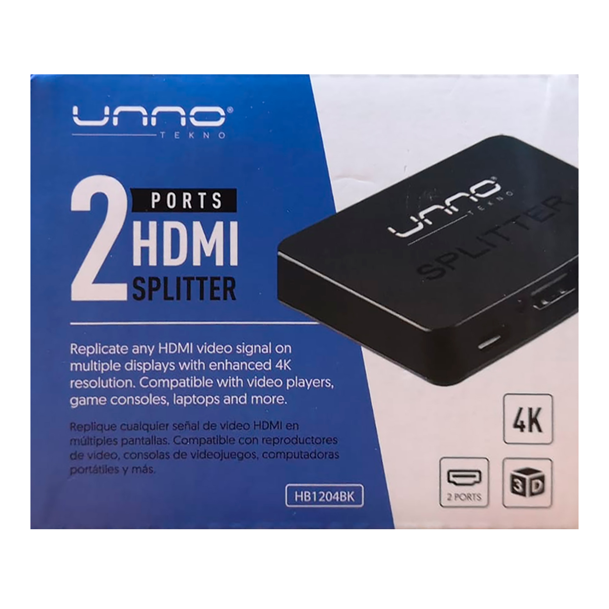 Splitter Unno 2 Puertos Hdmi 4k x 2k 30hz 3d Compatible