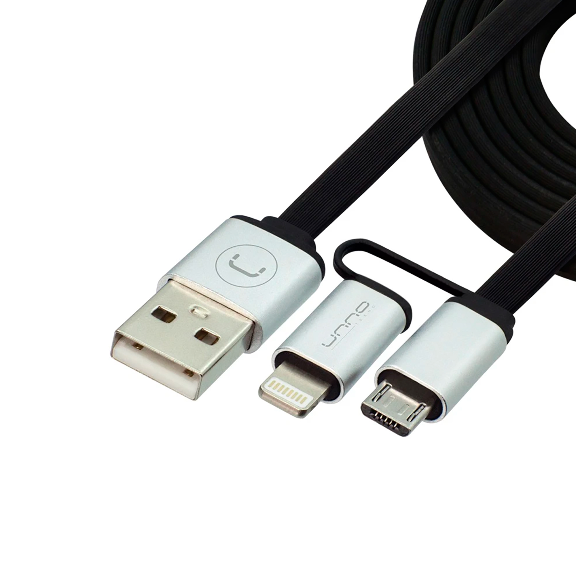 Cable 2 En 1 Lightning Y Micro Usb Unno Plano