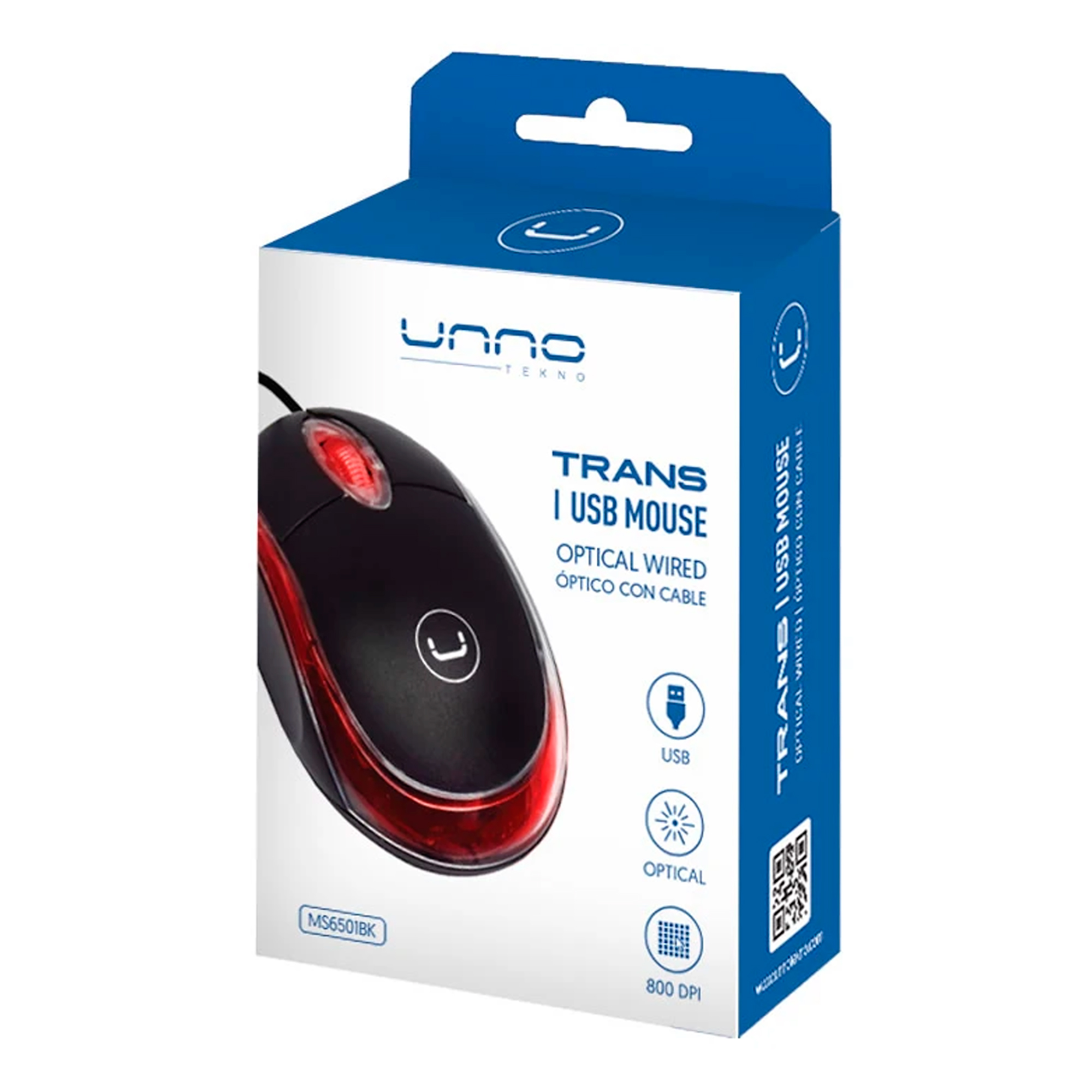 Mouse Unno Óptico Usb 800dpi - PcService