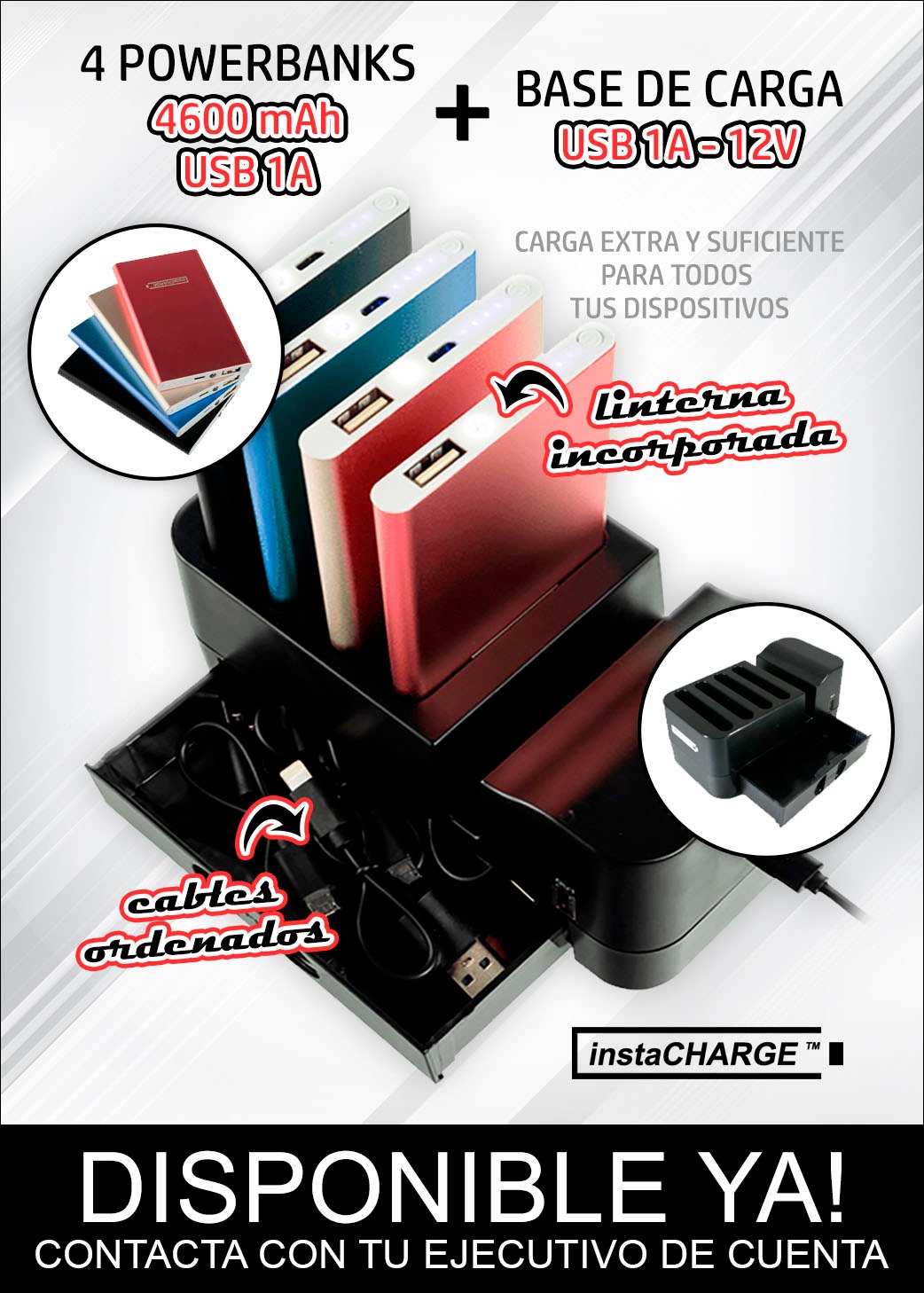 POWERBANKS + ESTACION CARGA