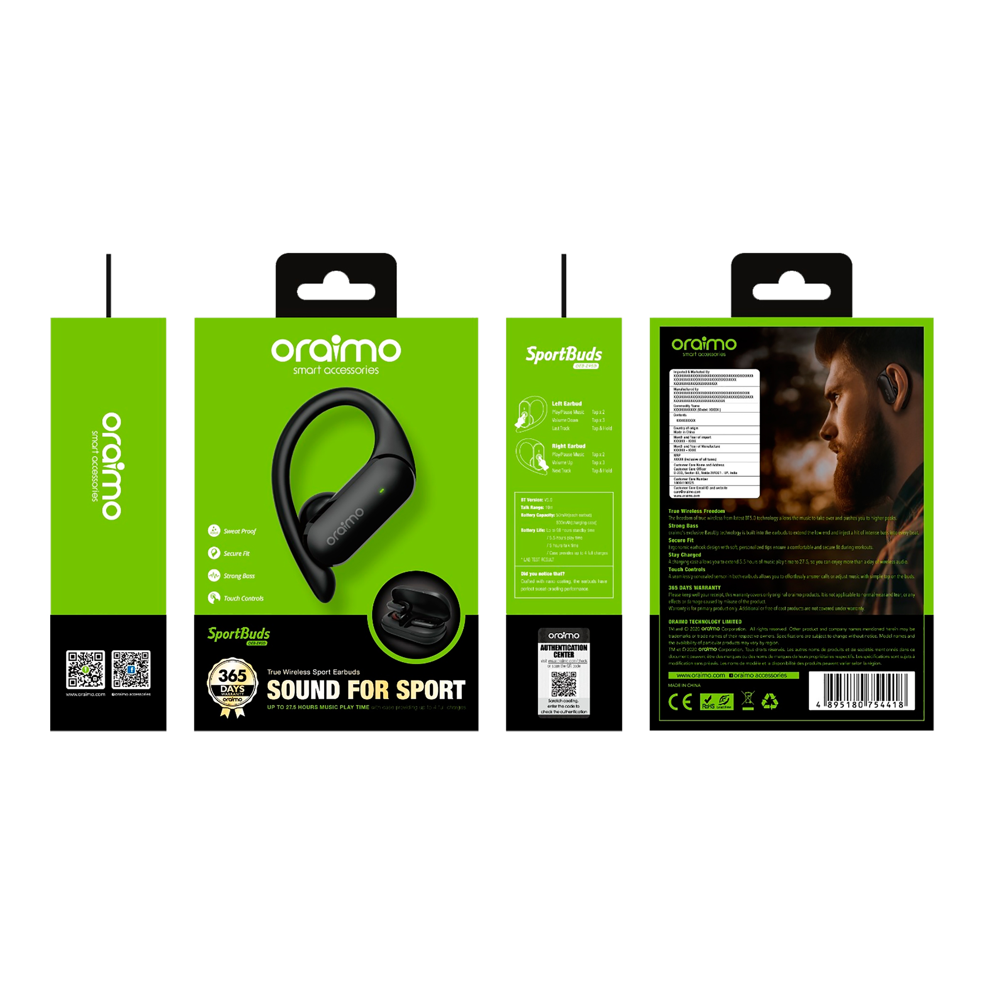 Auriculares Deportivos Oraimo Sportbuds Bluetooth
