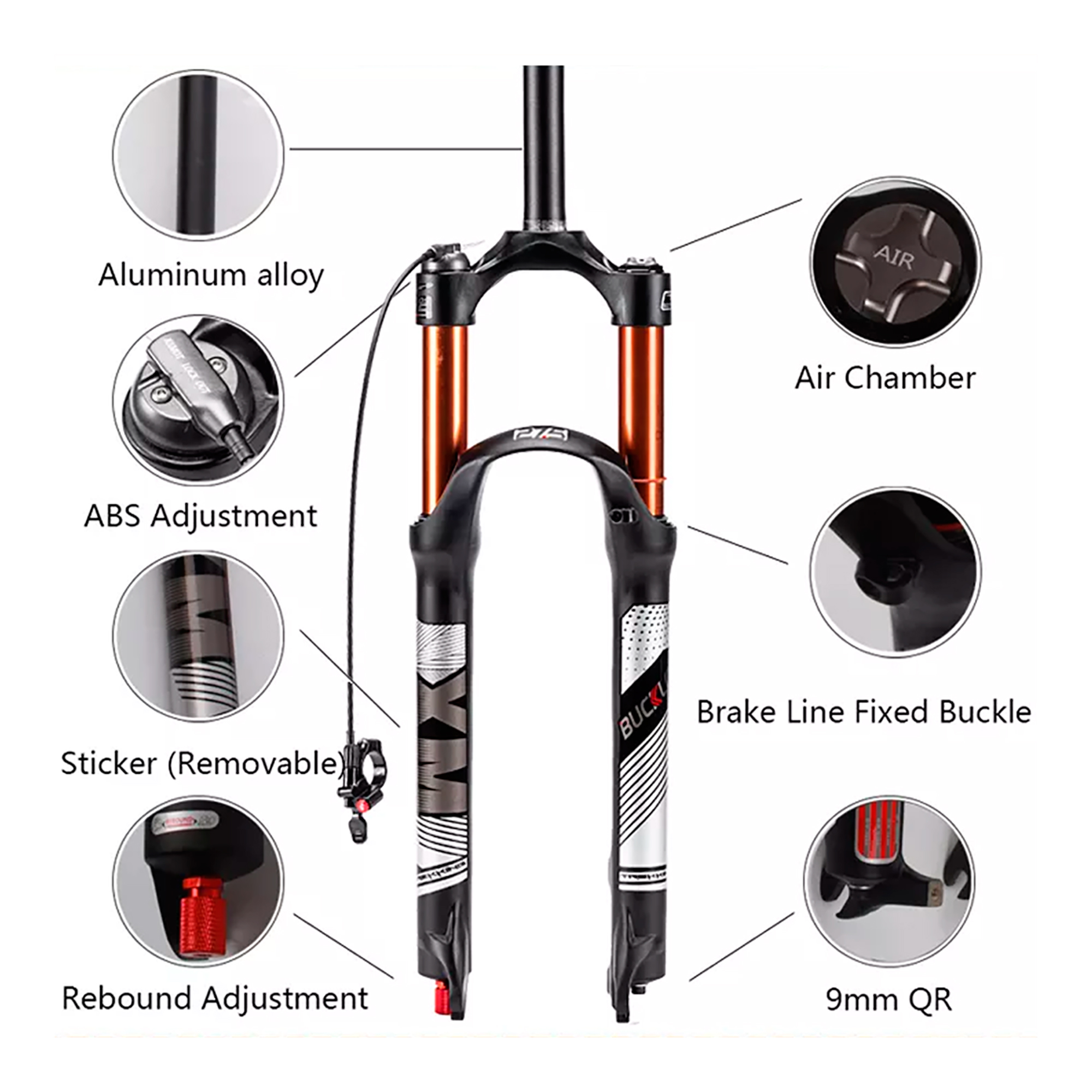 Horquilla Bucklos 27,5'' Trabuco Recto Bloqueo Remoto