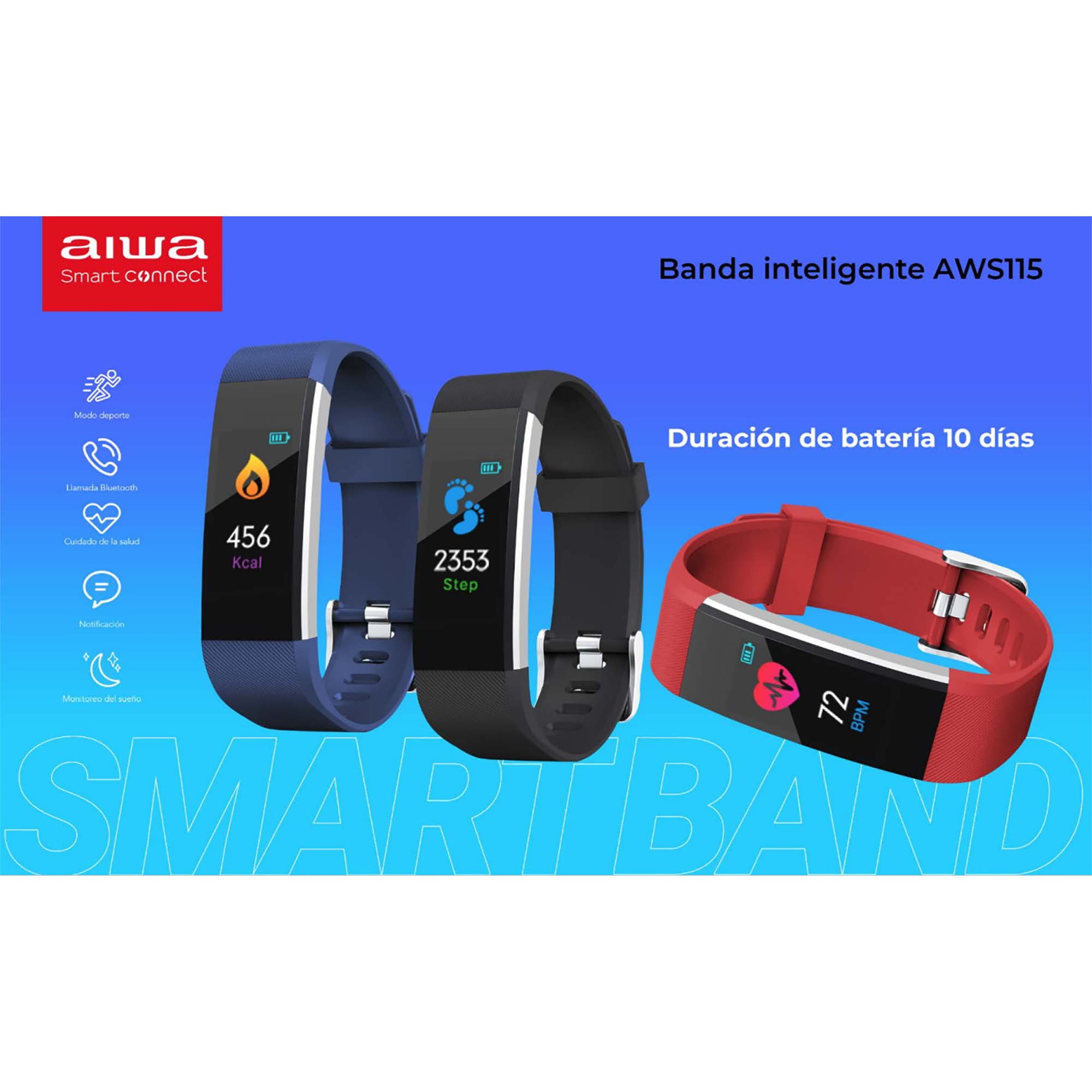 Reloj Inteligente Aiwa Aws115 Ip67 0,96'' - Rojo