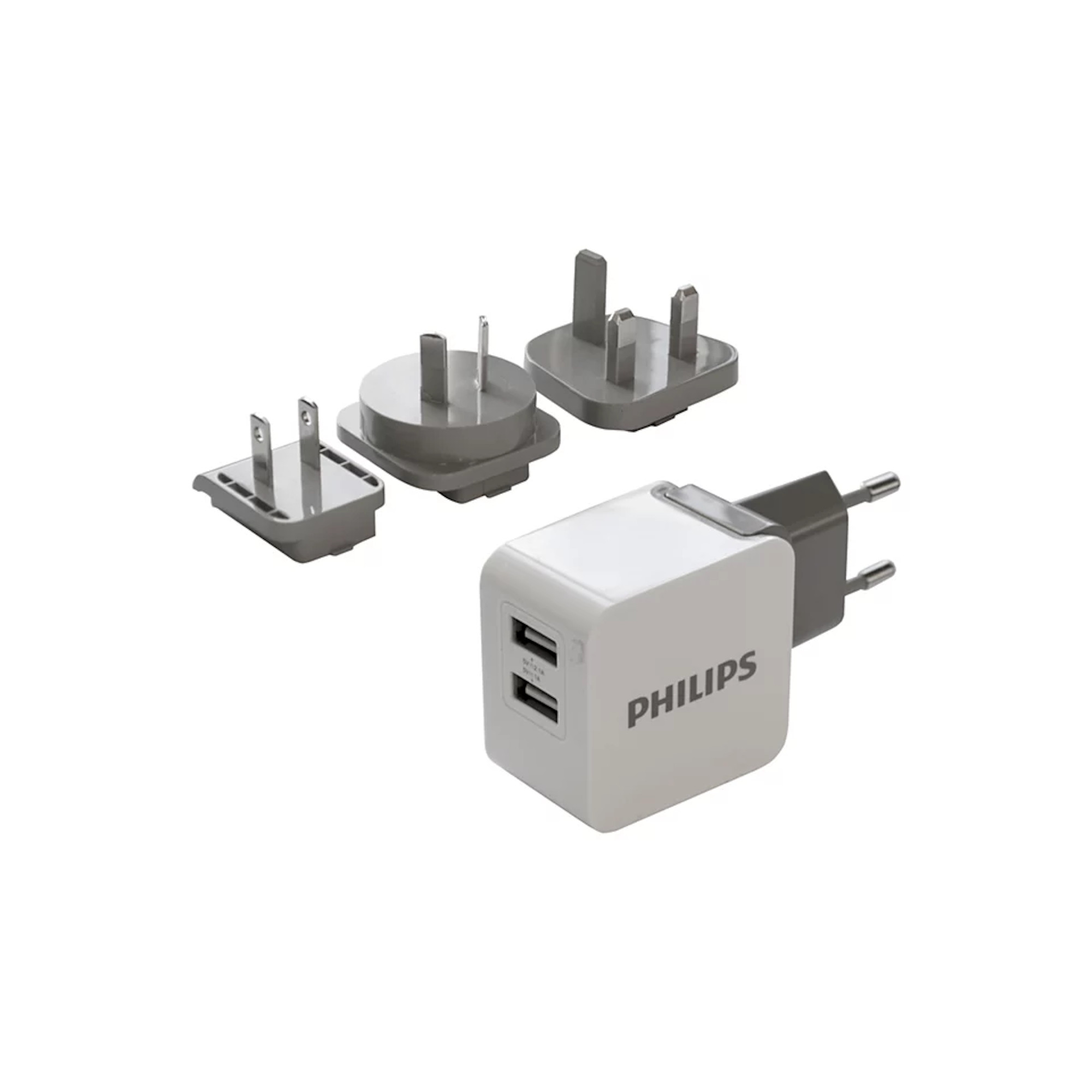 Cargador De Pared Dual Usb Philips Conector Intercambiable 1
