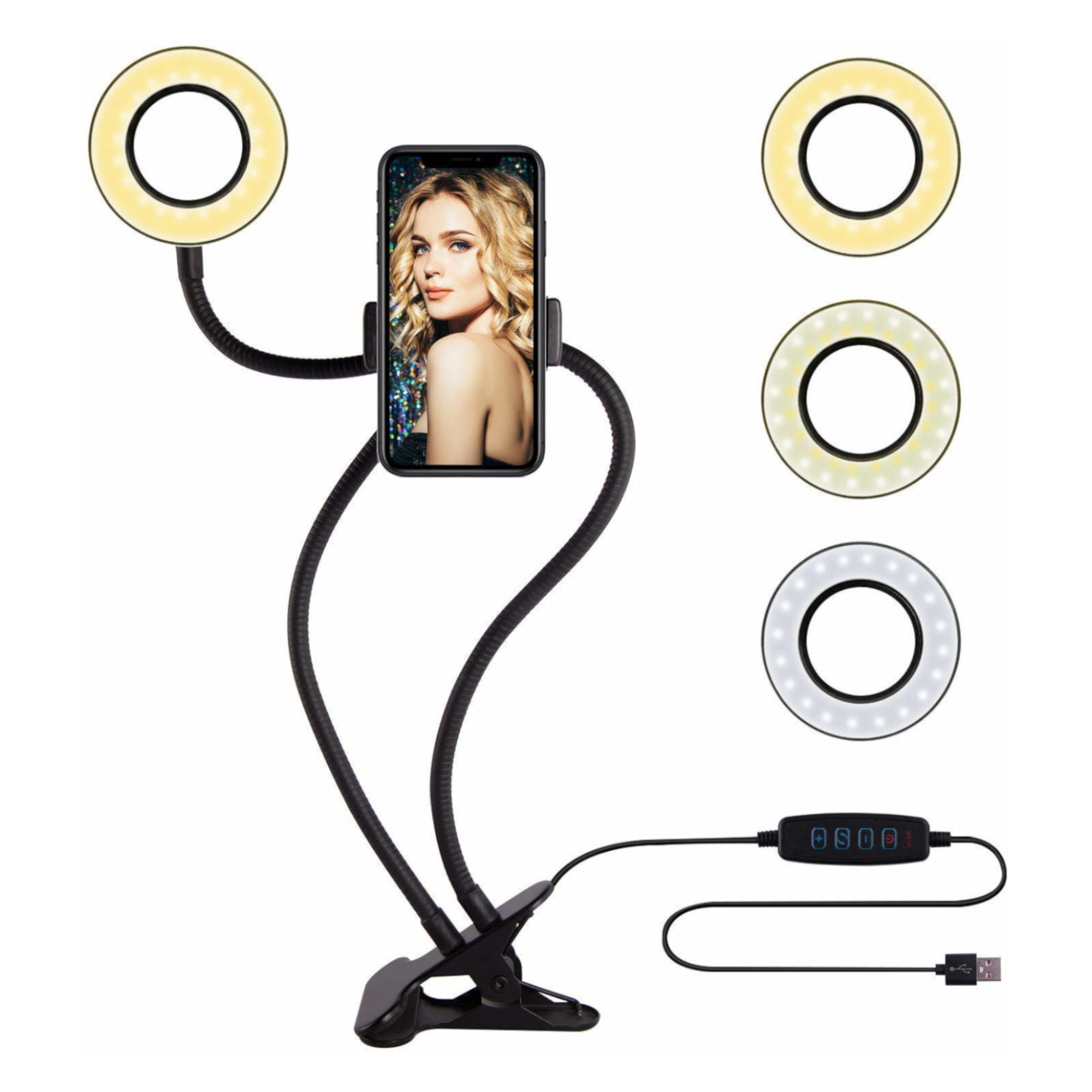 Anillo Aro Led Selfie Ring Para Smartphone Pinza Para Mesa