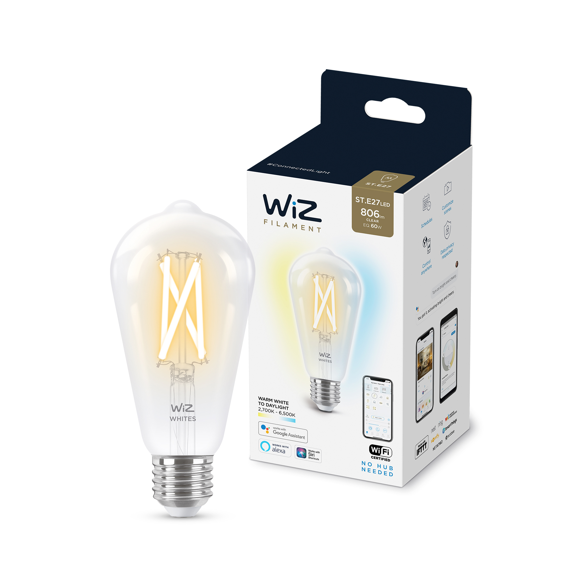 Lmpara Led Inteligente Philips Wiz 7W ST64 E27 Blanco