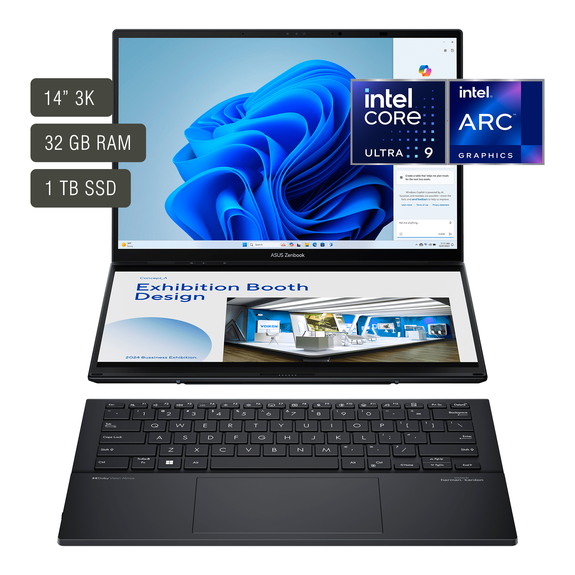 Notebook Asus Zenbook 14''+14'' Tctil Oled Core Ultra 9 32gb 1tb W11