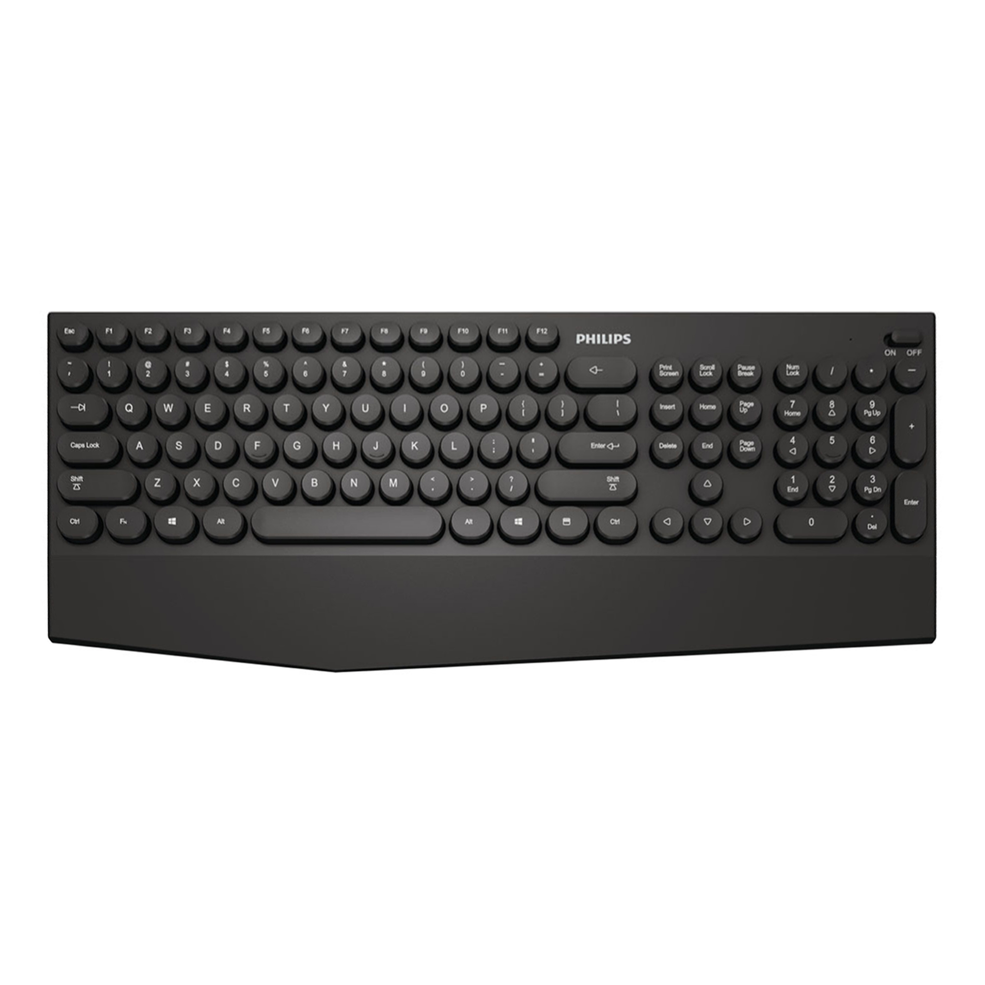 Teclado Usb BT 2,4G Philips SPK6303 104 Teclas Redondeadas