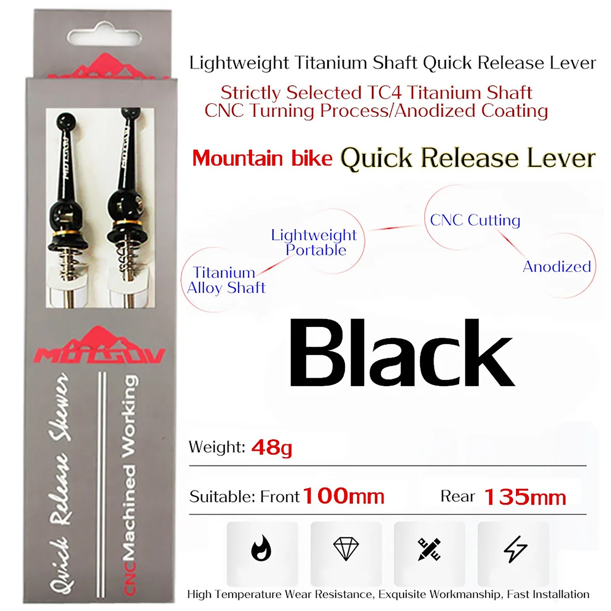 Palanca De Liberación Rápida Toopre 74mm 130mm