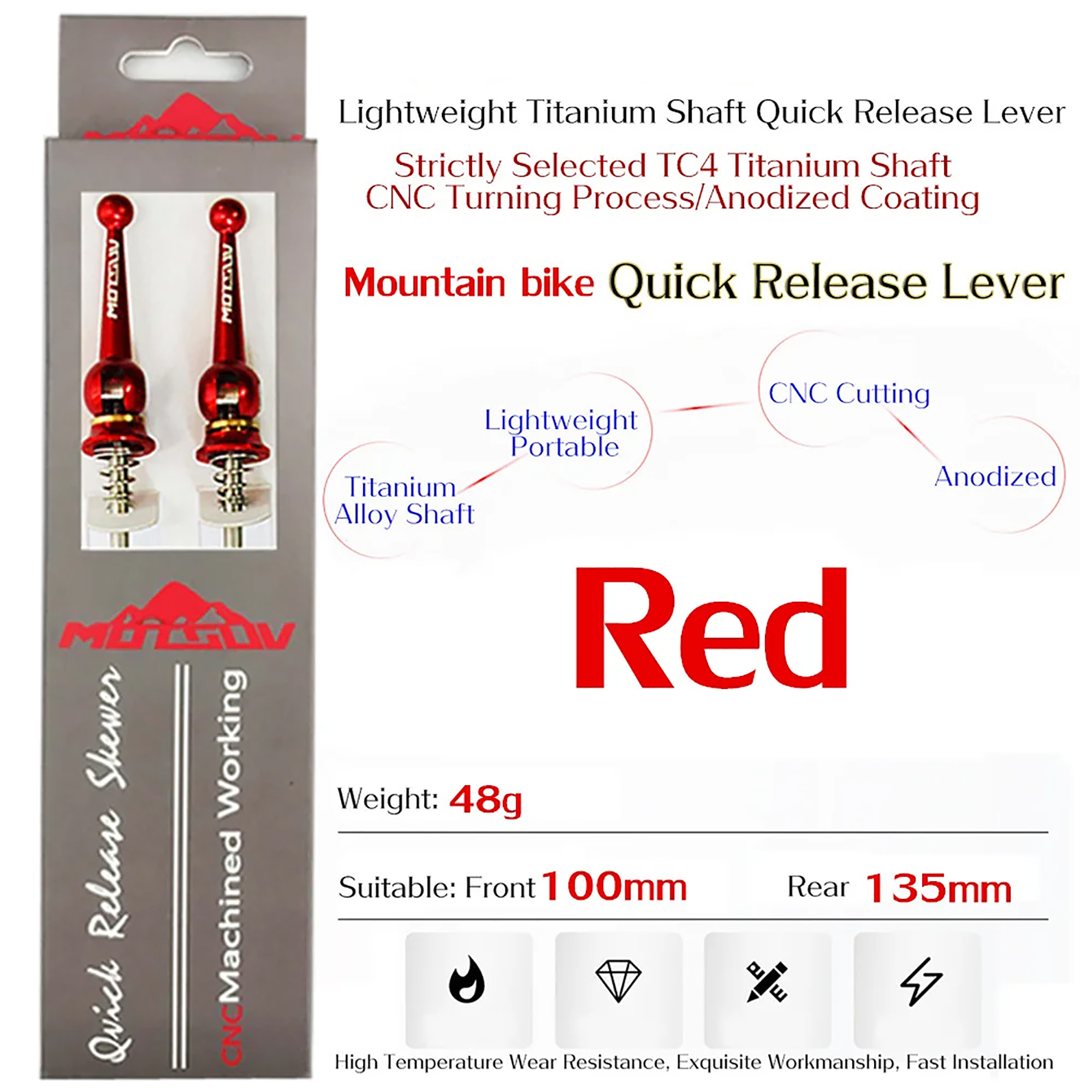 Palanca De Liberación Rápida Toopre 74mm 130mm