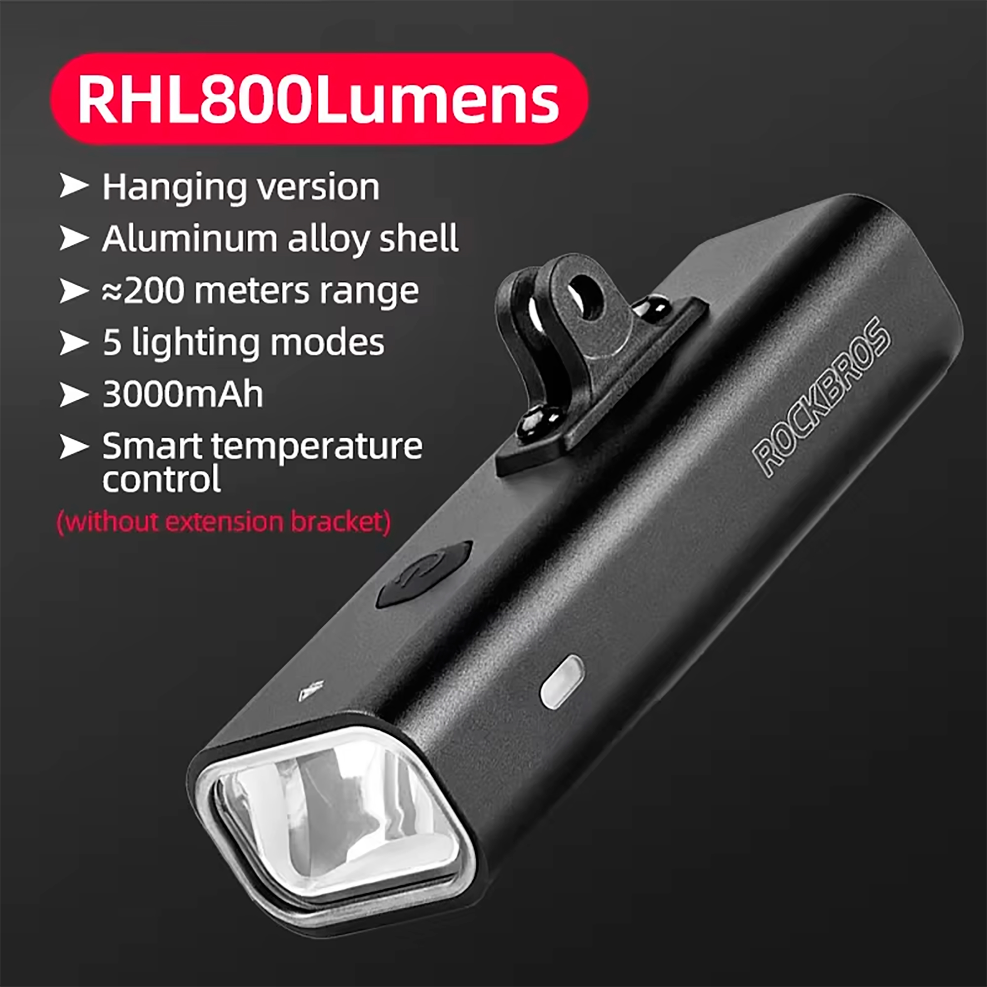 Linterna Led Rockbros Rhl800 Ipx6 800 Lúmenes