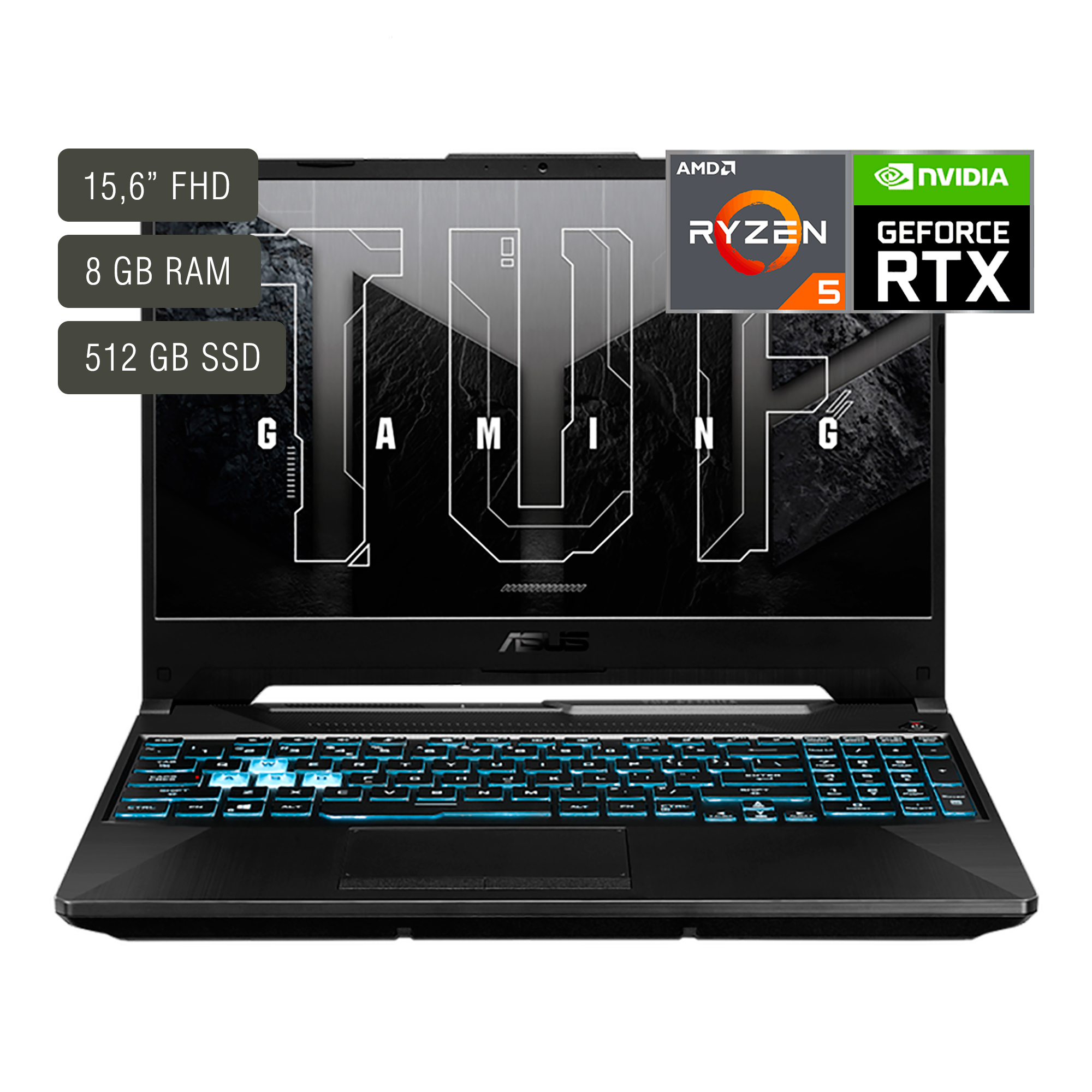 Notebook Gamer Asus Tuf 15,6'' Ryzen 5 8gb 512gb Win11 Rtx30