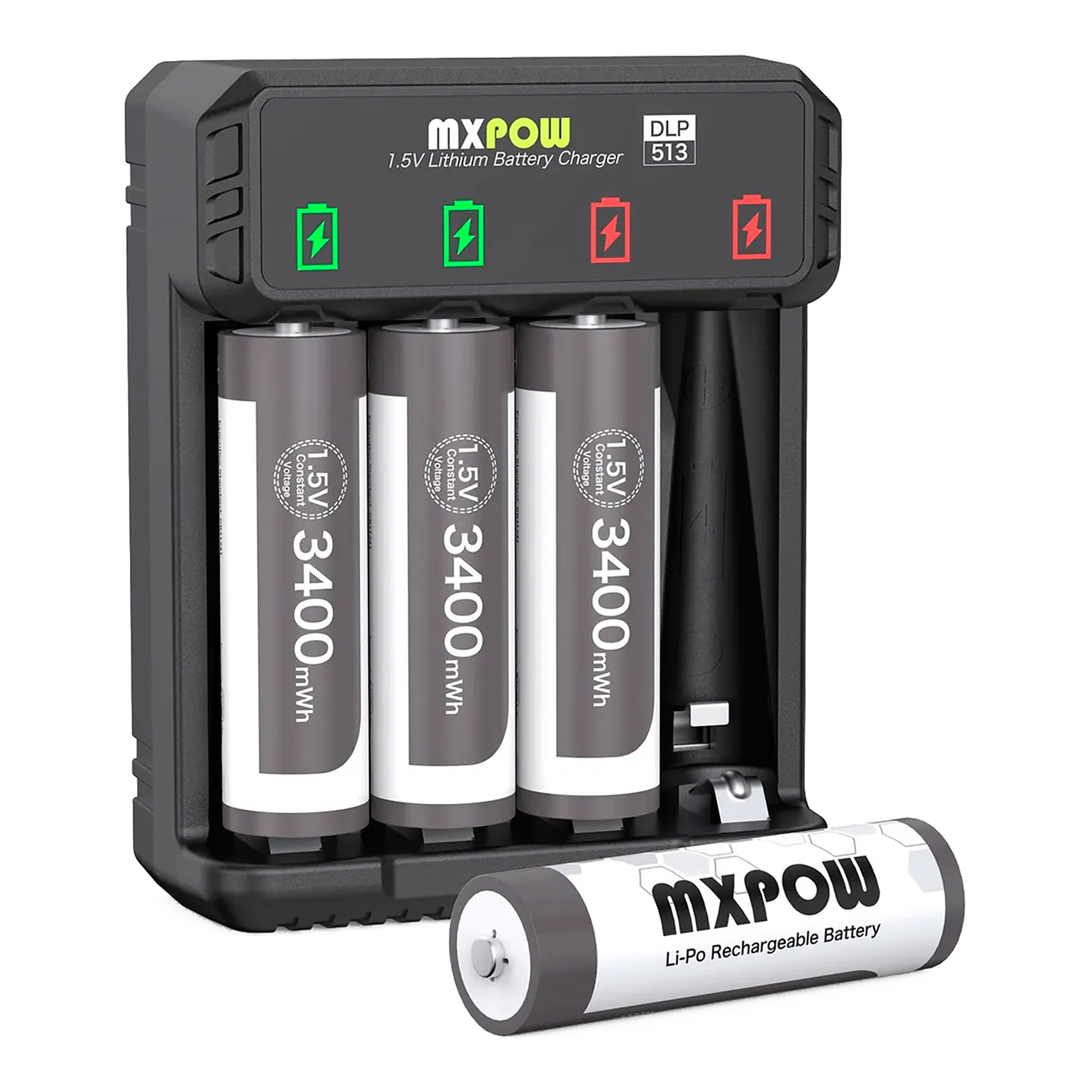 Cargador Mxpow Para 4 Pilas AA + 4 Pilas AA 1,5v 3400mwh