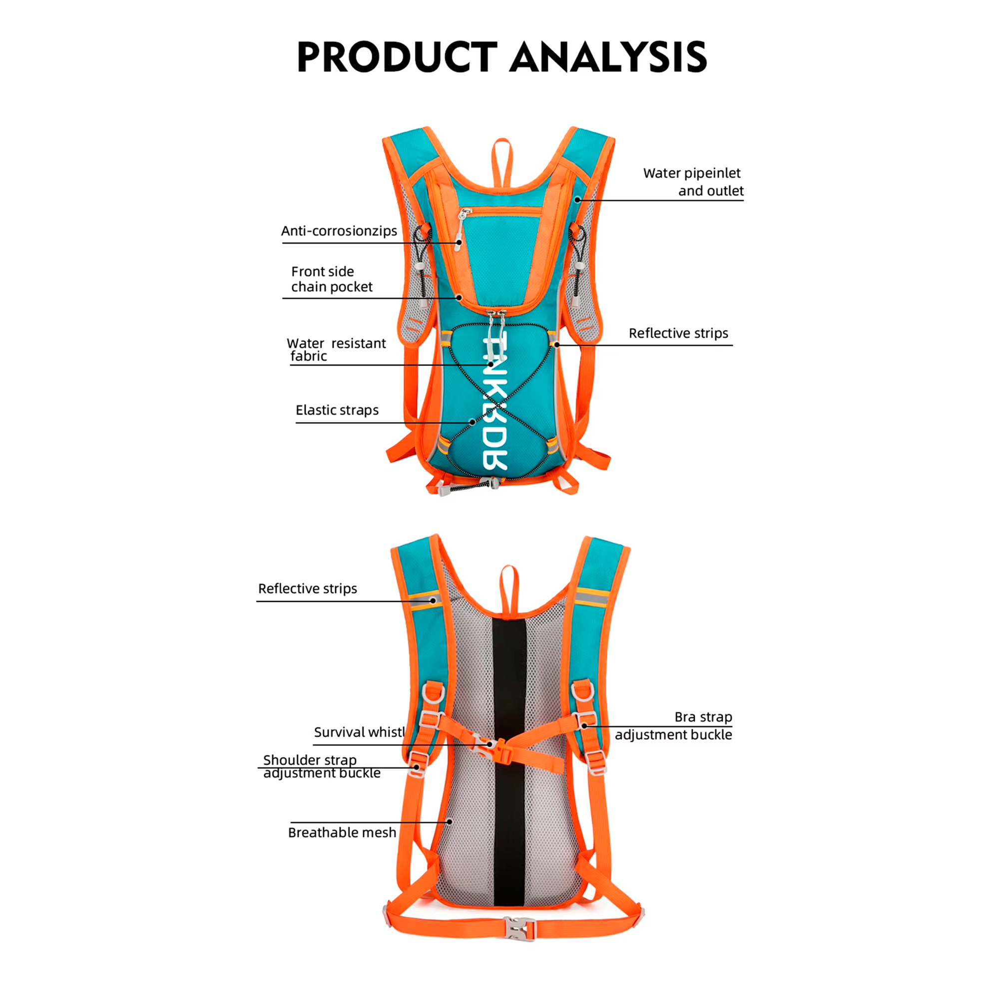 Mochila De Hidratación Thinkrider Repelente Al Agua 10L