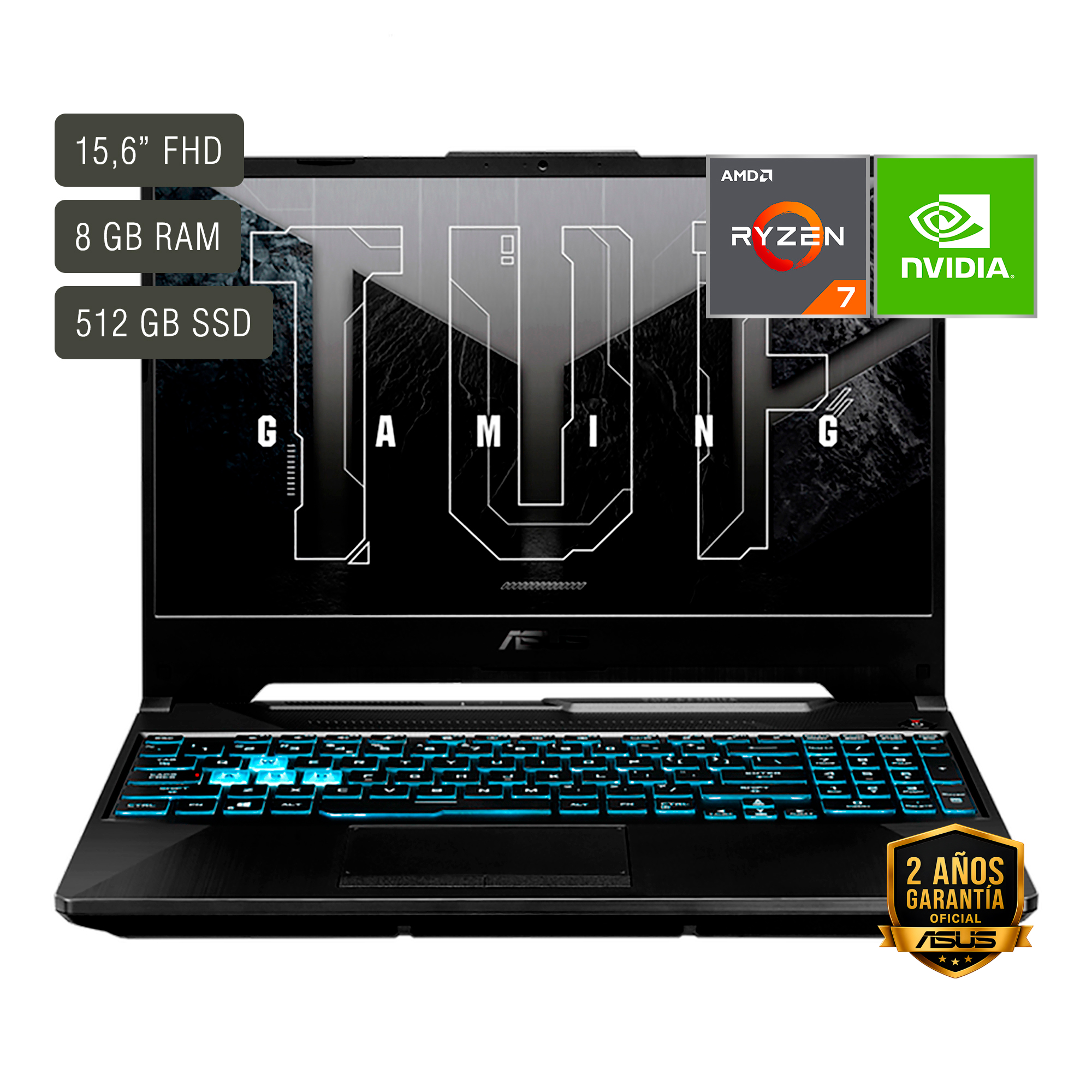 Notebook Gamer Asus Tuf 15,6'' Ryzen 7 8gb 512gb Win11 Rtx3050