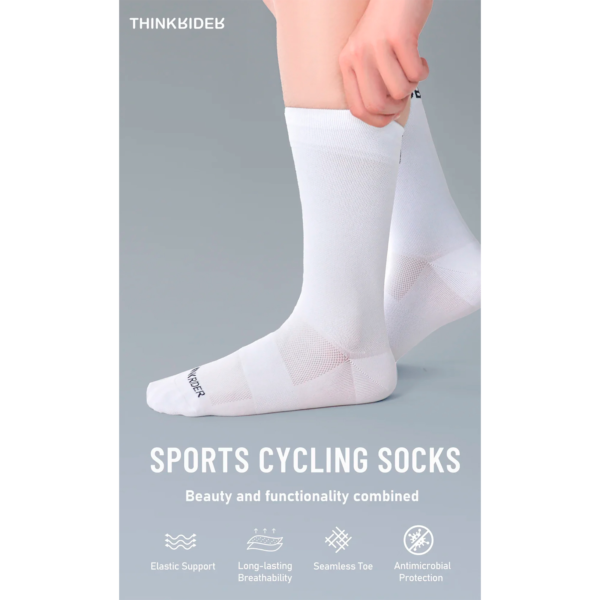 Medias Para Ciclismo Thinkrider Respirables Arco Y Talón Reforzados