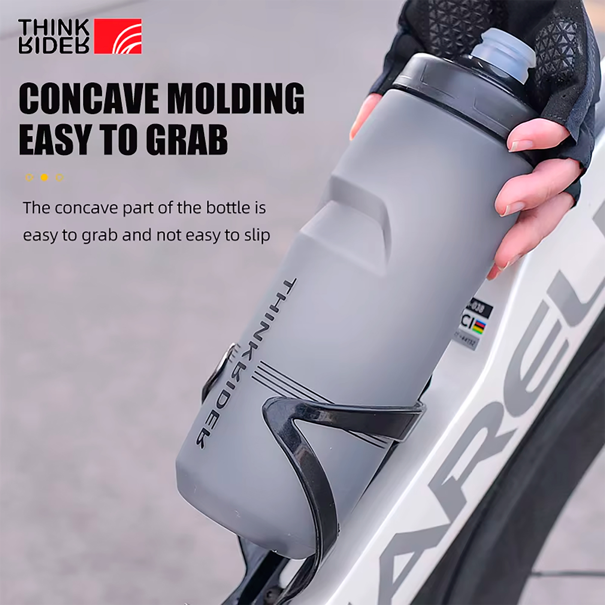 Botella Para Ciclismo Thinkrider 750ml Antideslizante Tapa Con Bloqueo