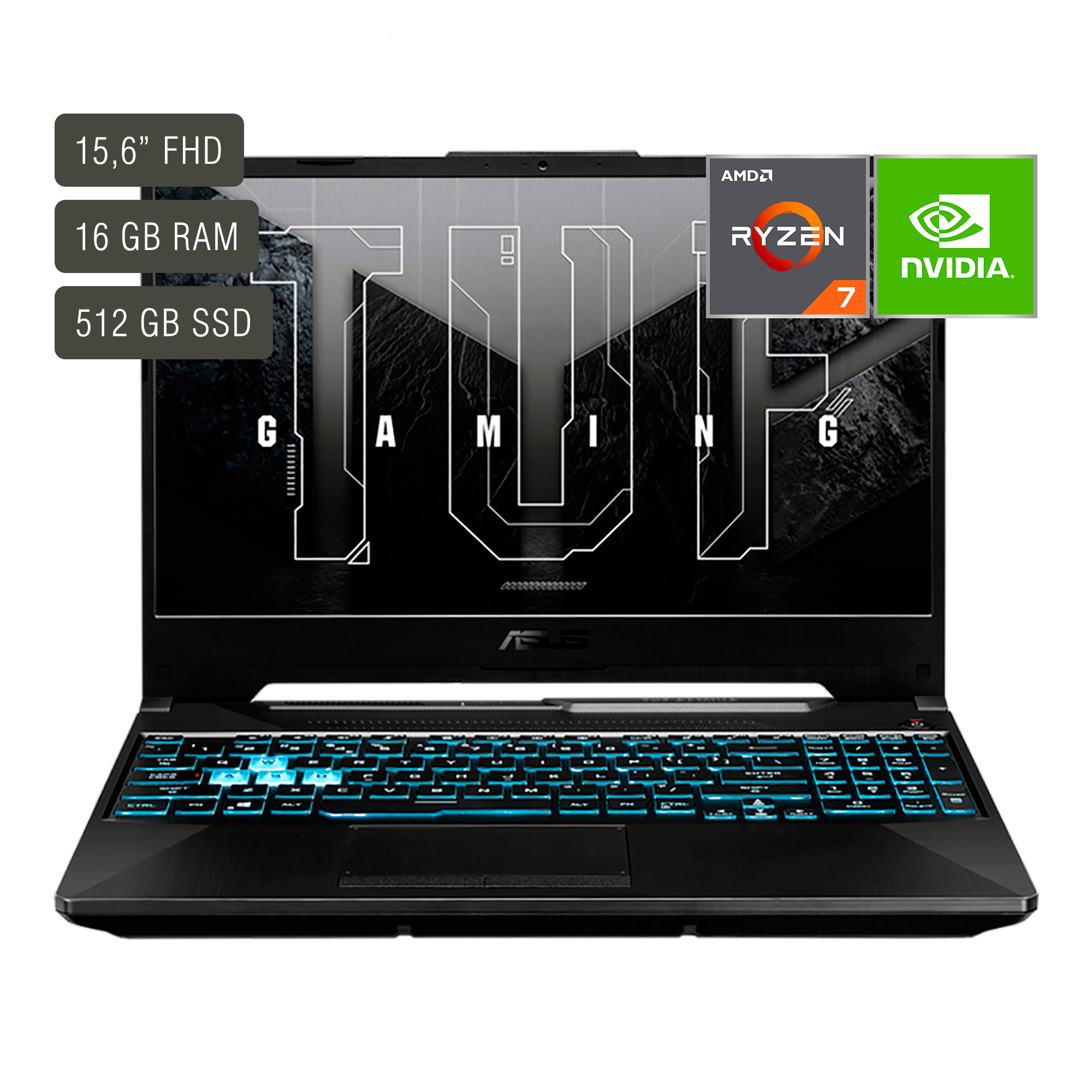 Notebook Gamer Asus Tuf 15,6'' Ryzen 7 16gb 512gb Win11 Rtx3050