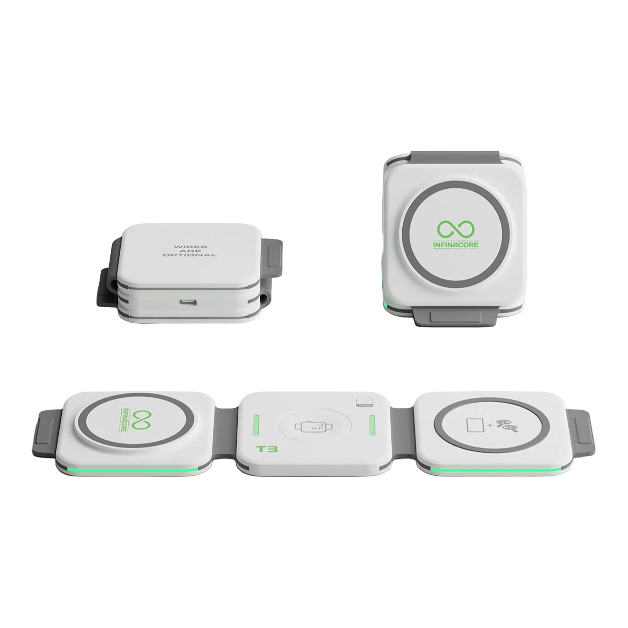 Estaci�n de Carga Inal�mbrica 3en1 Infinacore T3-231108 Plegable