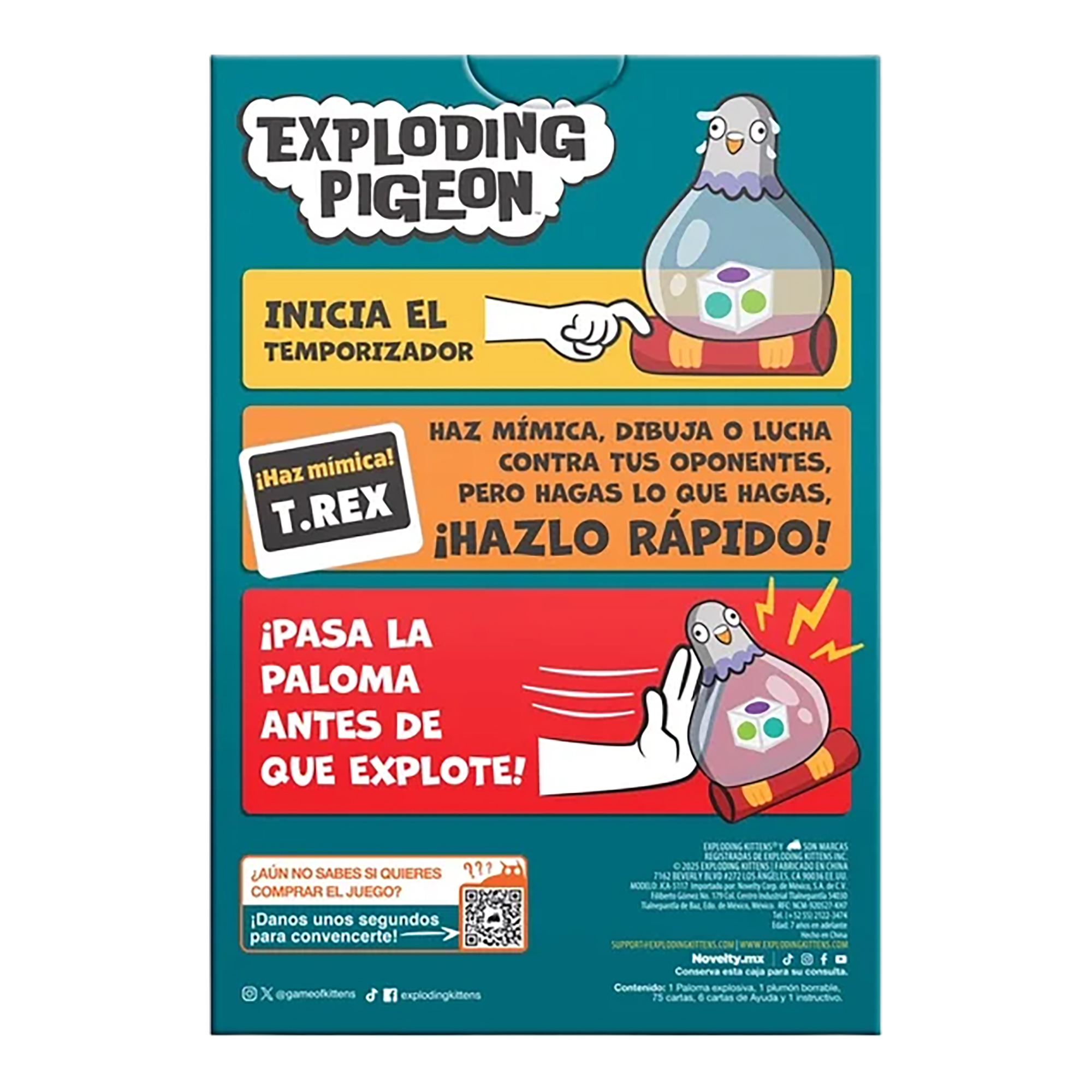 Juego De Mesa Exploding Kittens Exploding Pigeon +7