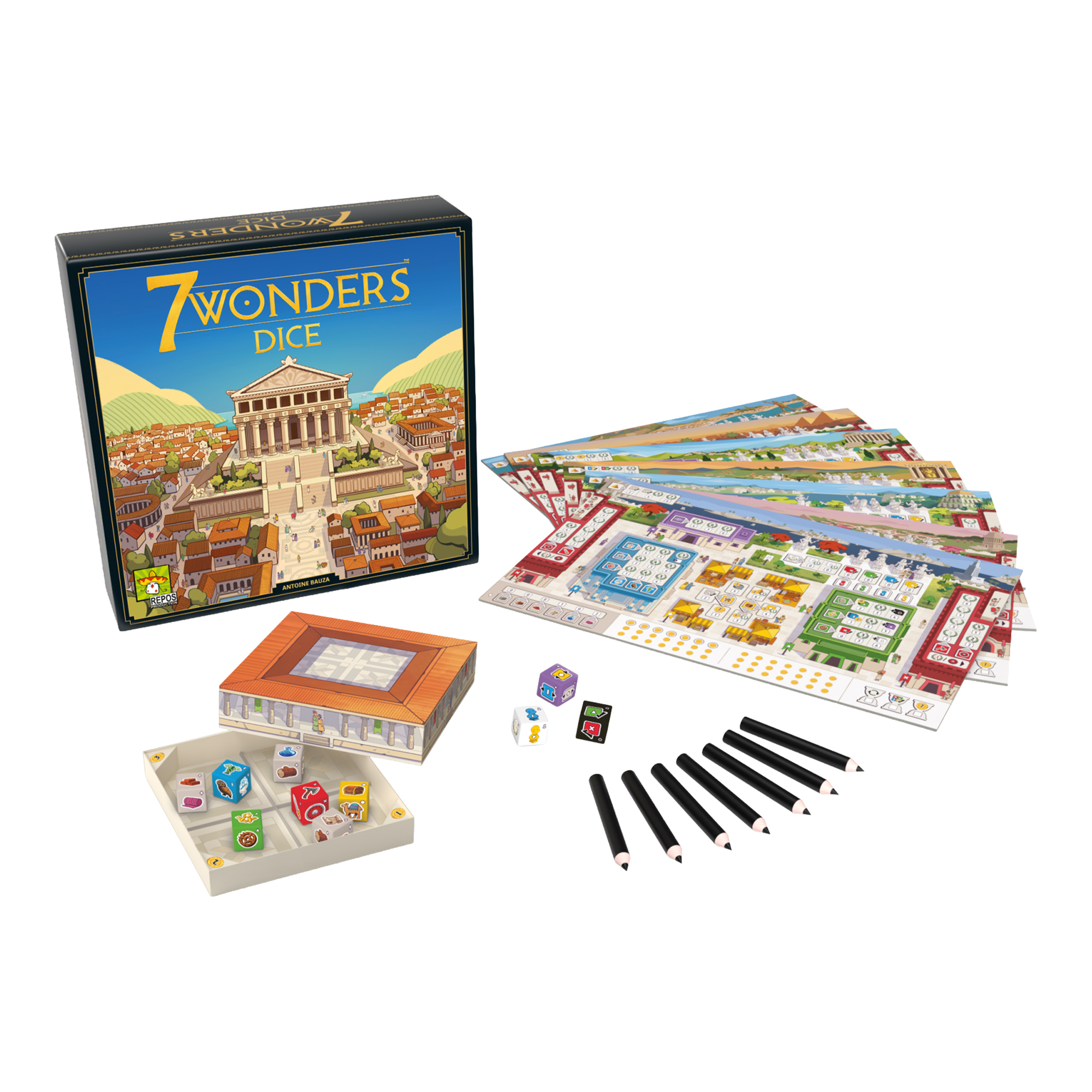 Juego De Mesa Repos Production 7 Wonders Dice +10