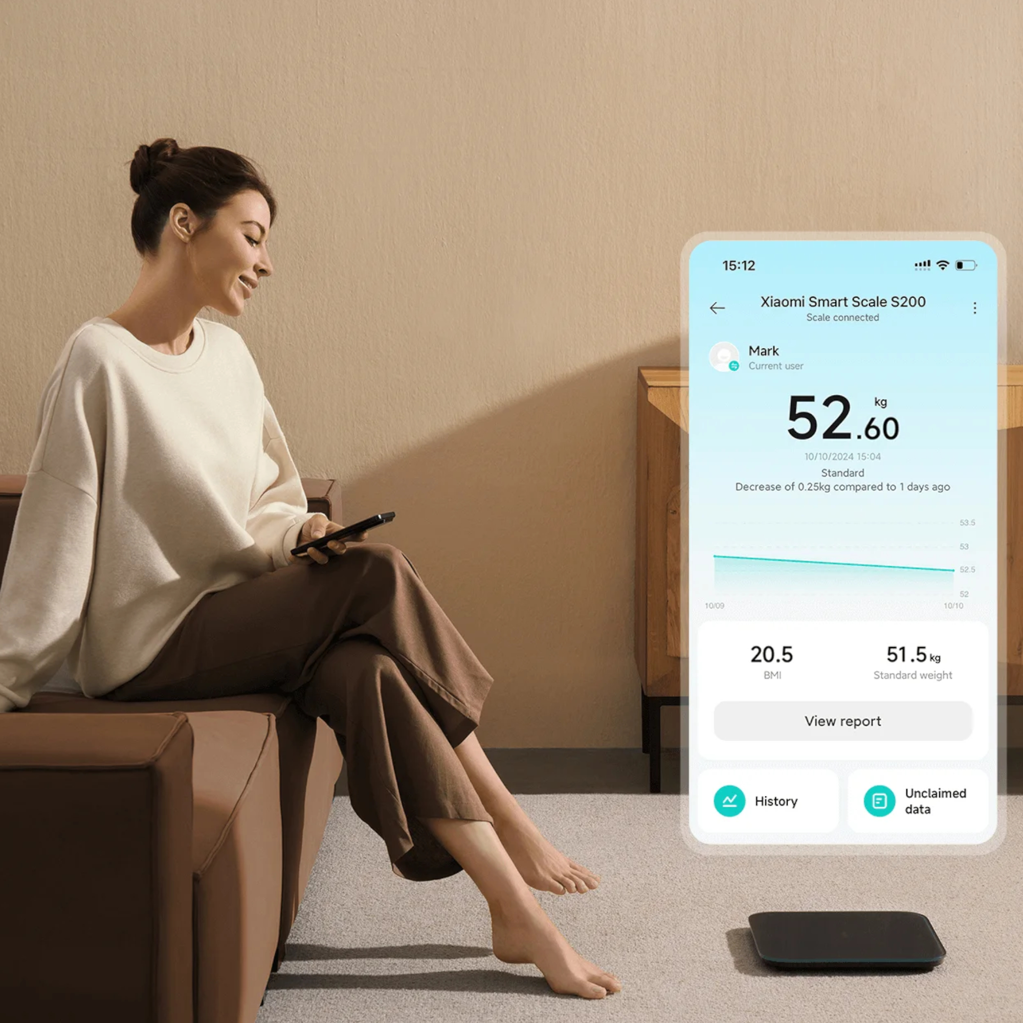 Balanza Inteligente Xiaomi Smart Scale S200 150kg Bt