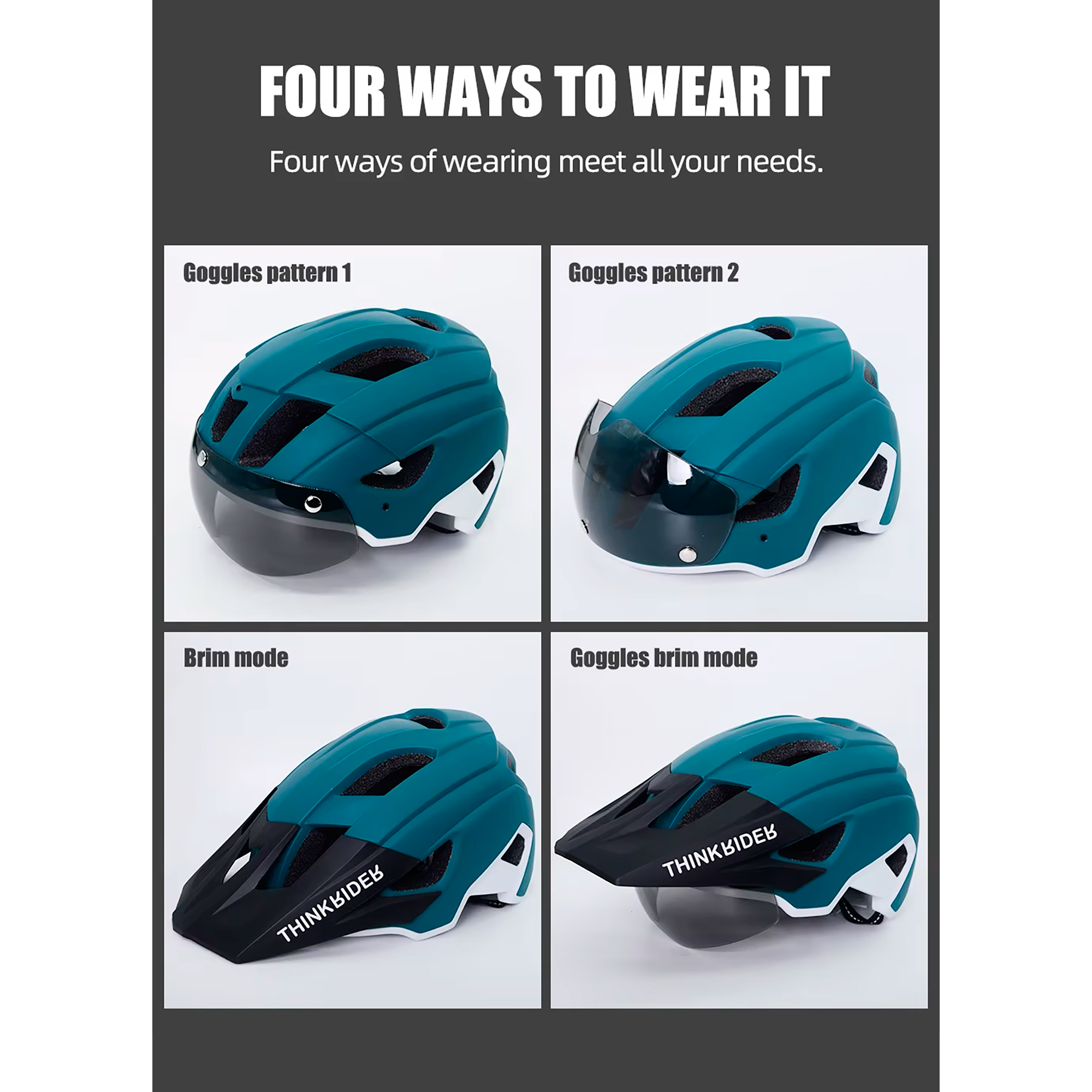 Casco Para Ciclista Con Visor Y Luz Thinkrider HT-30