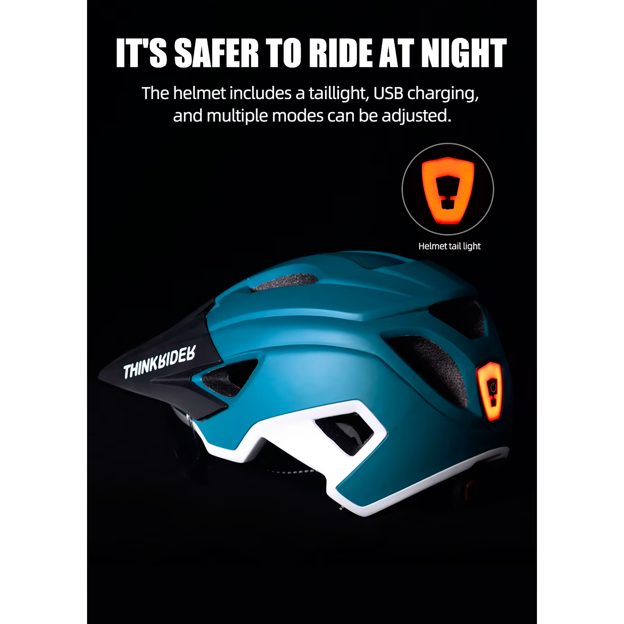 Casco Para Ciclista Con Visor Y Luz Thinkrider HT-30