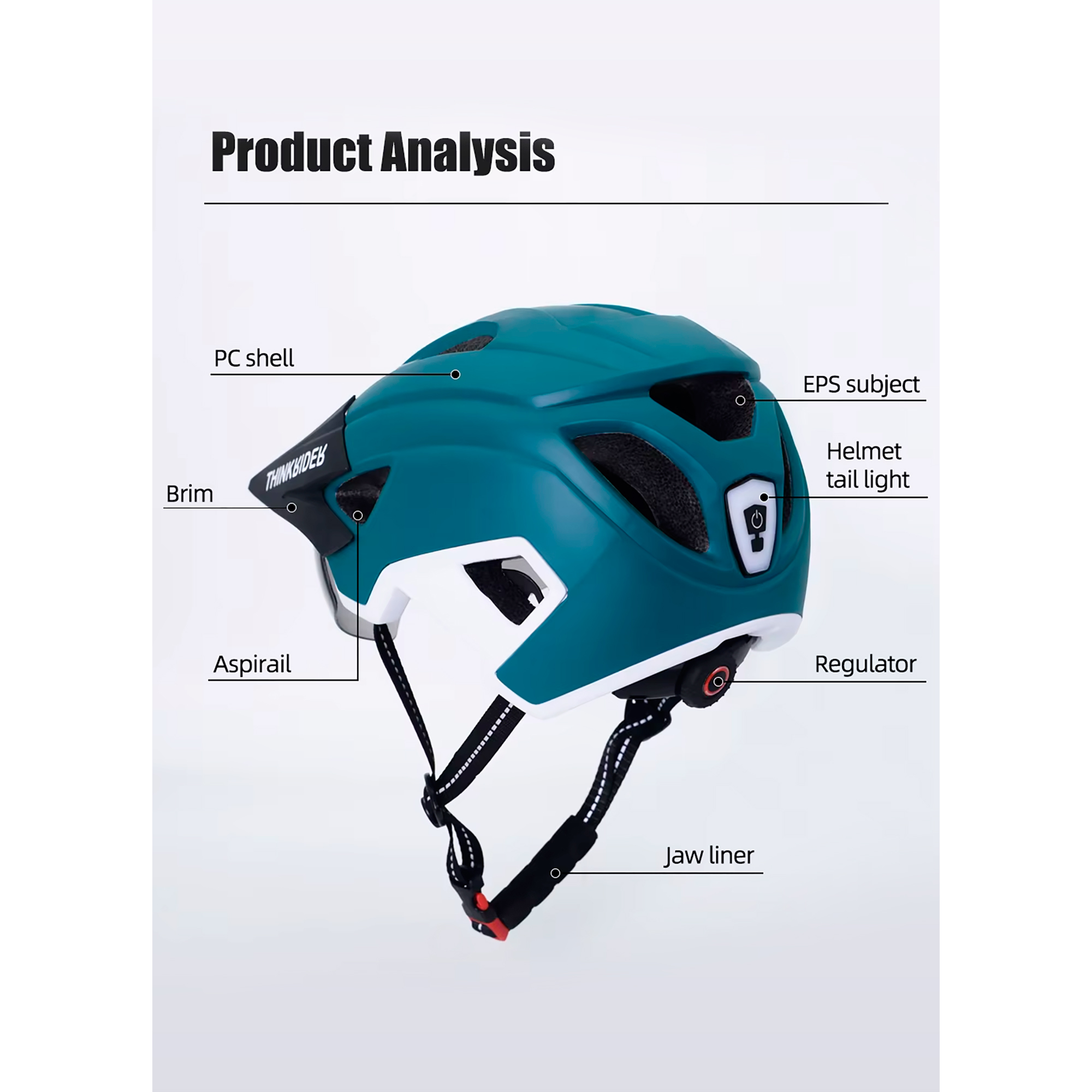 Casco Para Ciclista Con Visor Y Luz Thinkrider HT-30