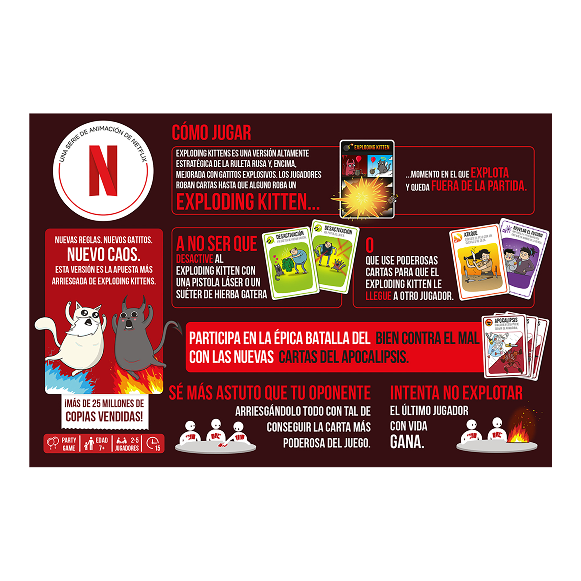 Juego De Mesa Exploding Kittens El Bien Contra El Mal +7
