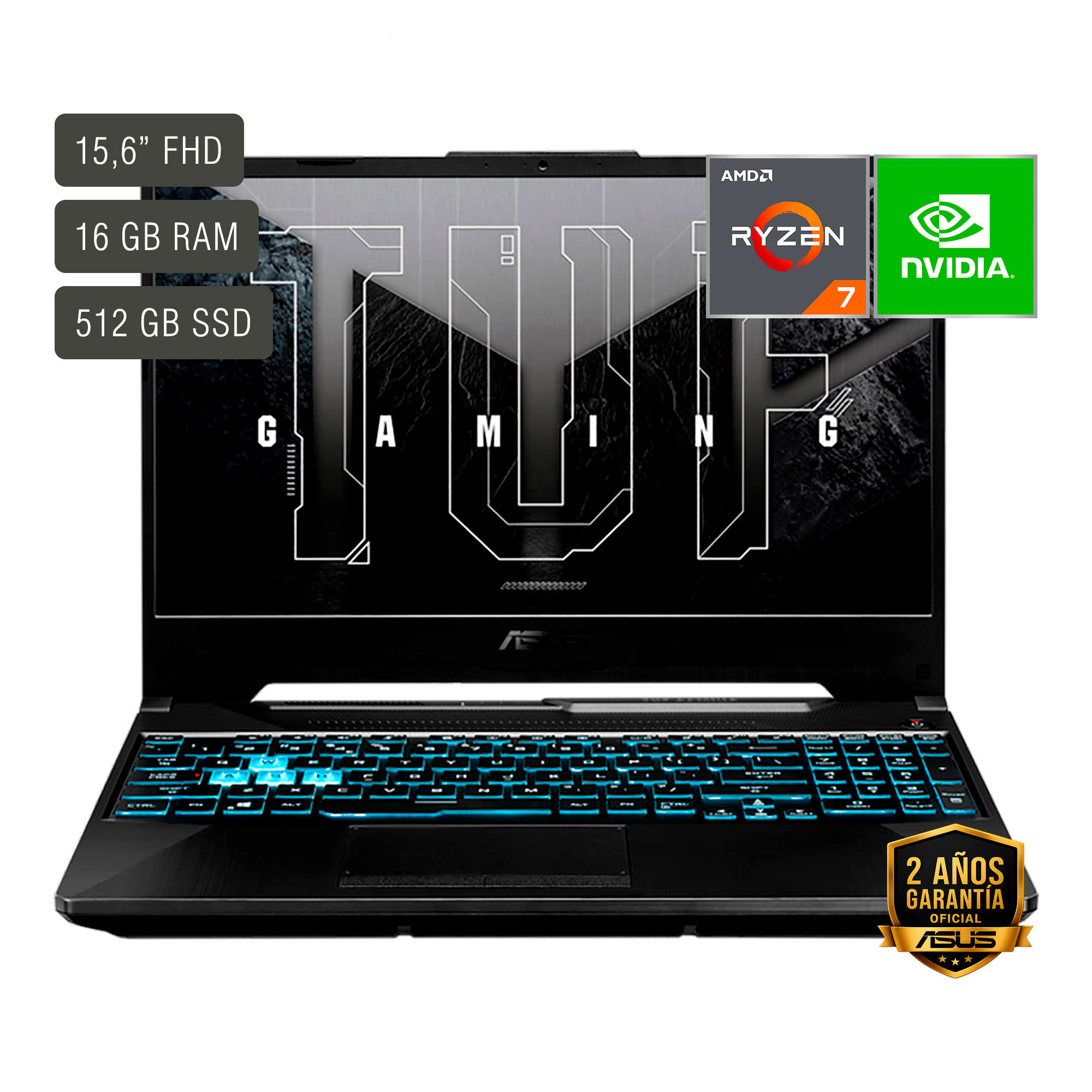 Notebook Gamer Asus Tuf 15,6'' Ryzen 7 16gb 512gb Win11 Rtx3050 