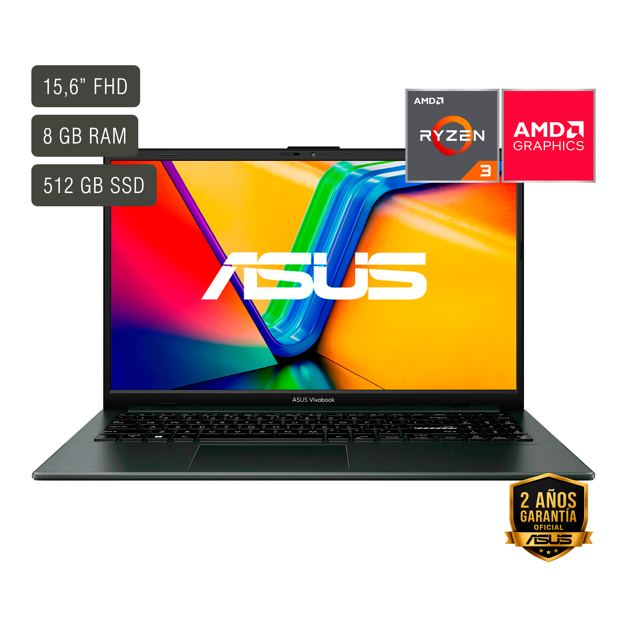 Notebook Asus Vivobook 15,6'' Ryzen 3 8gb 512gb