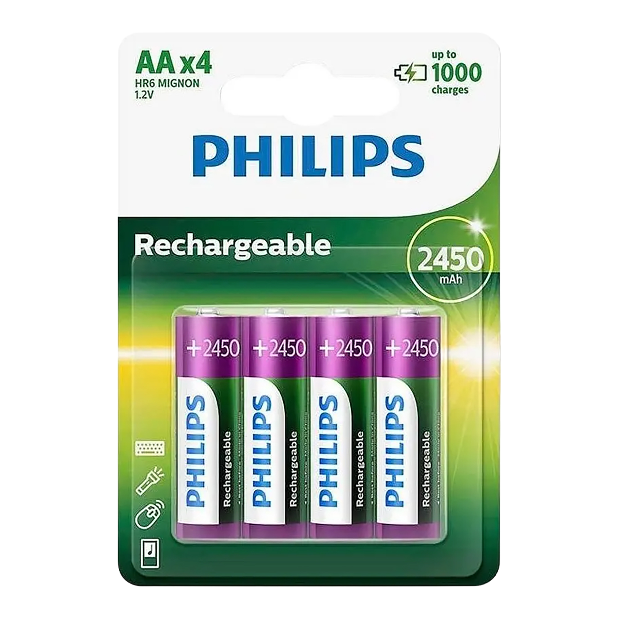 Pila AA Recargable Philips R6b4a245/97 Pack x4 2450mAh